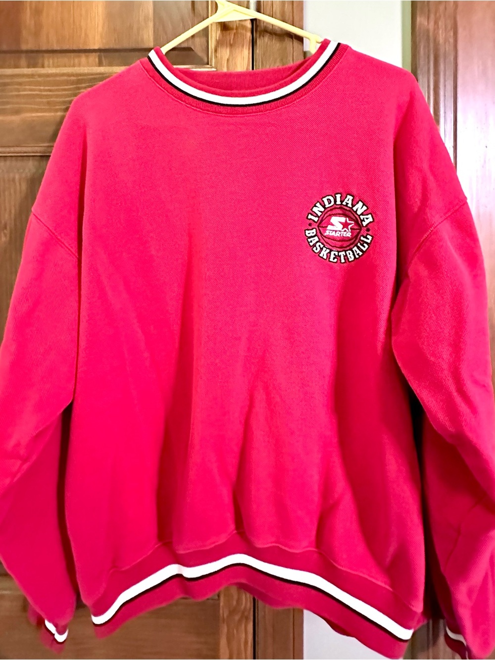 VINTAGE 1990 STARTER Red Indiana Basketball Crewneck with White & Black Trim